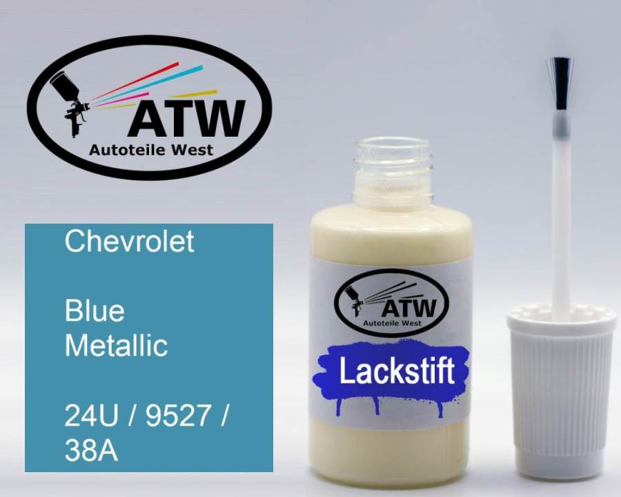Chevrolet, Blue Metallic, 24U / 9527 / 38A: 20ml Lackstift, von ATW Autoteile West.